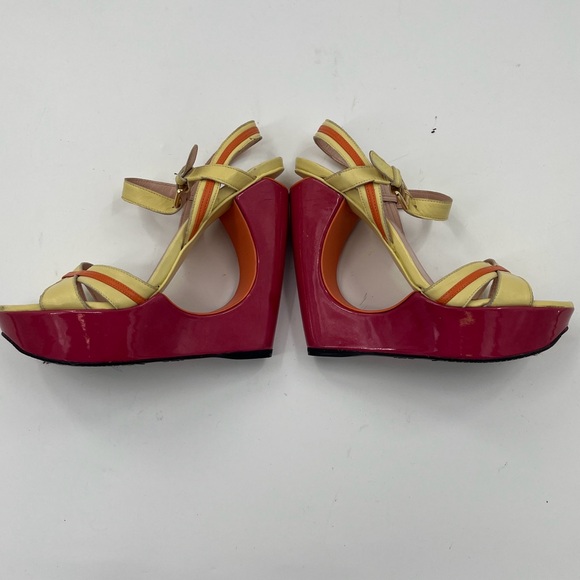 Stuart Weitzman Color block Cutout Block heeled Wedges - Size 7.5 - Picture 2 of 15